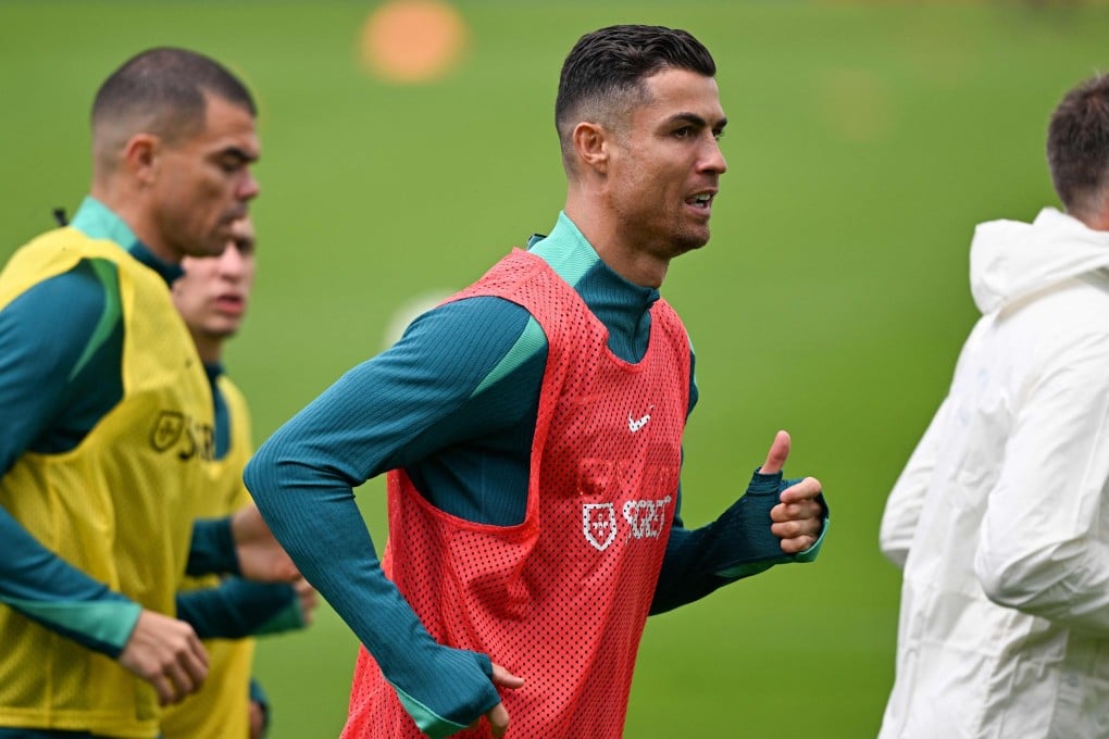Cristiano Ronaldo takes part in training as Portugal prepare for their first match. Photo: AFP