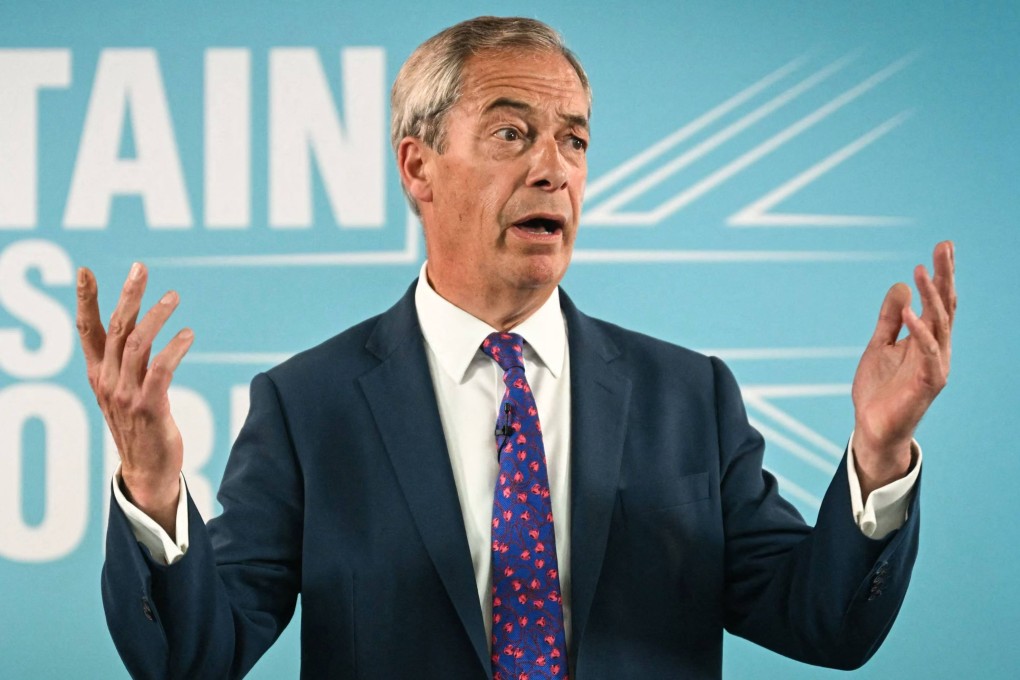 Leader of Reform UK Nigel Farage delivers a speech to launch the hard-right party’s general election manifesto. Photo: AFP