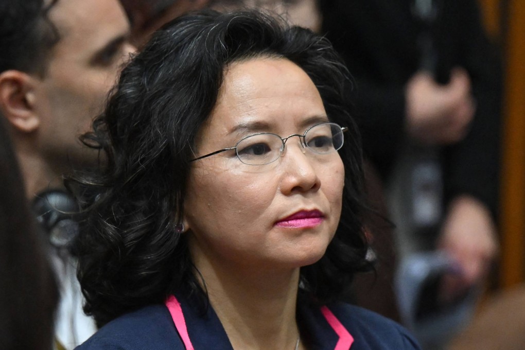 Australian journalist Cheng Lei observes a signing ceremony by China’s Premier Li Qiang and Australia’s Prime Minister Anthony Albanese on Monday. Photo: AFP