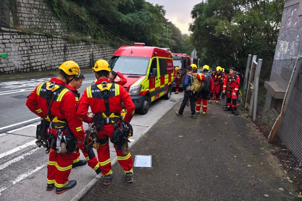 Firefighters head out to search for the missing paraglider at Sunset Peak. Photo: Handout
