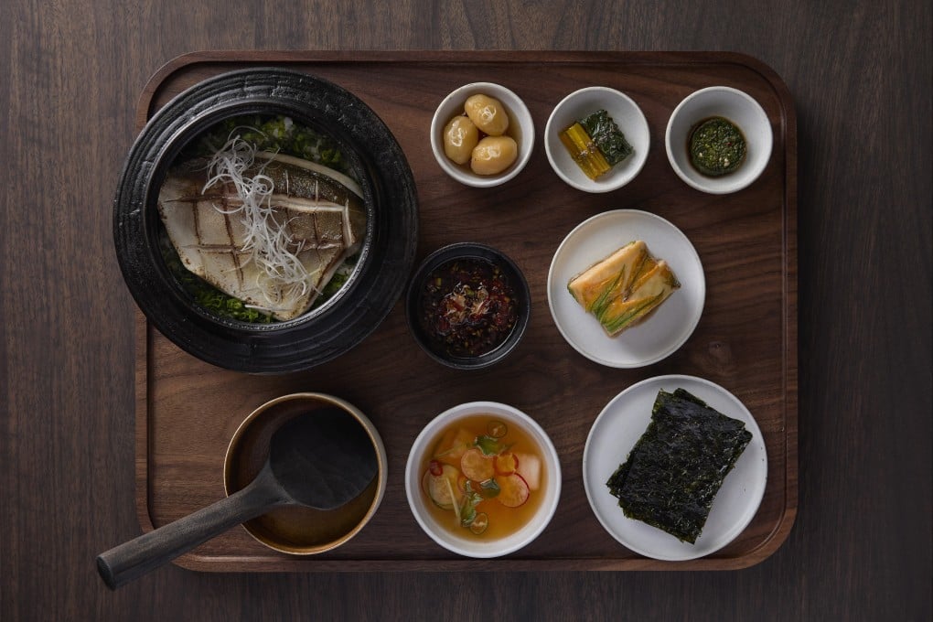 At Na Oh in Singapore, chef Corey Lee makes technically challenging versions of traditional “homey’ Korean dishes (above) using greens farmed on site by robots. Photo: Na Oh
