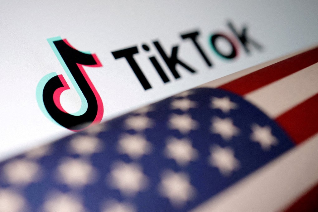 The US flag placed on a TikTok logo an illustration image taken on March 20, 2024. Photo: Reuters