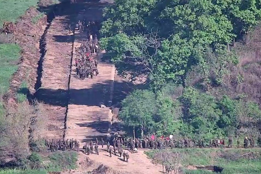 North Korean soldiers work at an undisclosed location near the heavily fortified border with South Korea in a handout photo provided on Tuesday. Photo: South Korean Defence Ministry / Handout via AFP