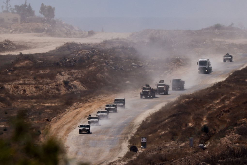 An Israeli military convoy moves inside the Gaza Strip on Monday. Photo: Reuters