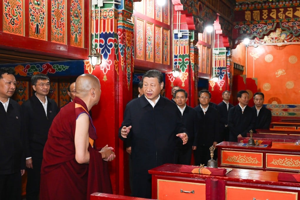Chinese President Xi Jinping visits a Tibetan Buddhist temple in Xining, Qinghai province, on Tuesday. Photo: Xinhua