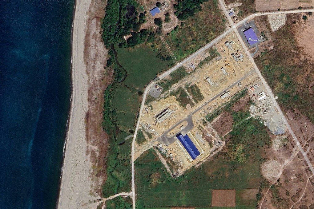 A satellite image shows construction of a likely BrahMos missile site at Philippine Naval Station Leovigildo Gantioqui in Zambales province. Photo: Google Earth/Handout