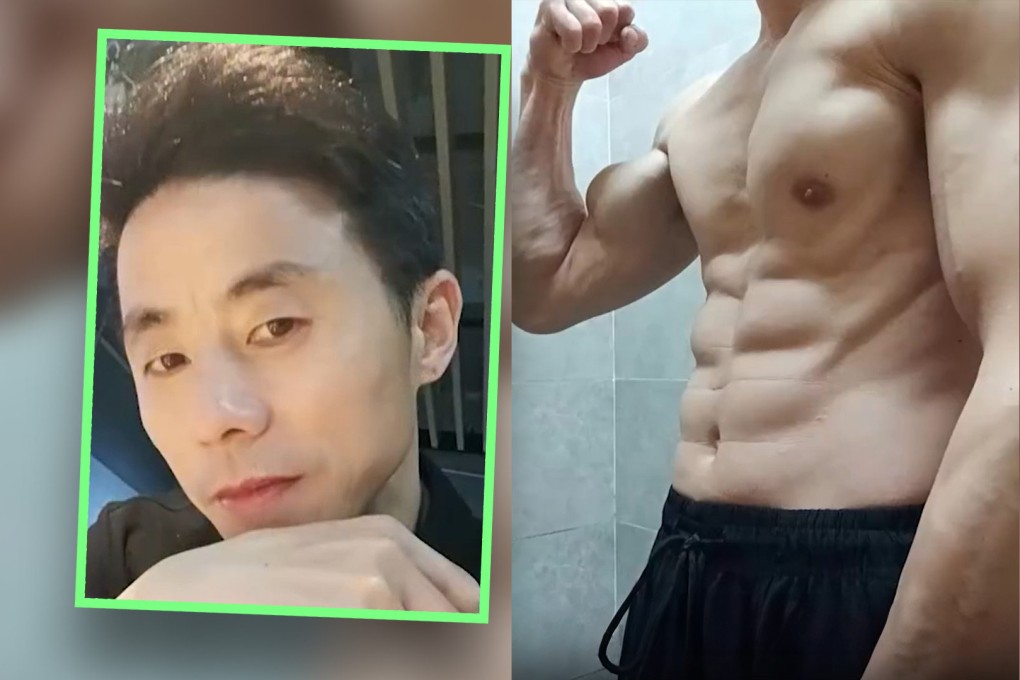 A 50-year-old fish vendor in China has stunned social media with the physique he has attained by simply working out in a public park every day. Photo: SCMP composite/Weibo