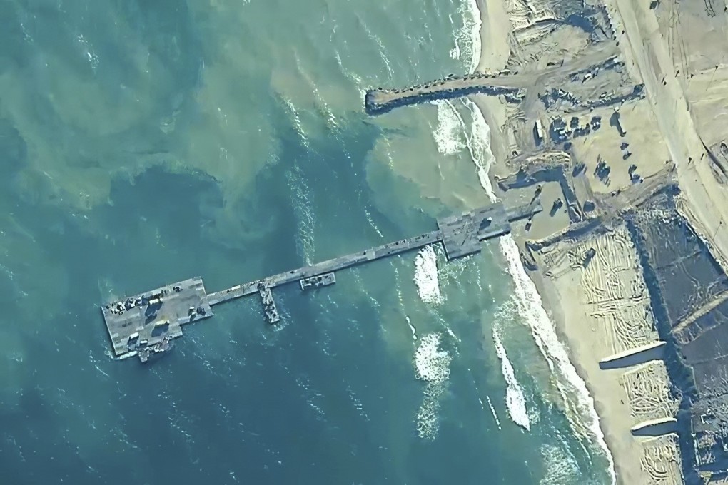 A key section of the US military-built pier in Gaza, in May. File photo: US Central Command via AP