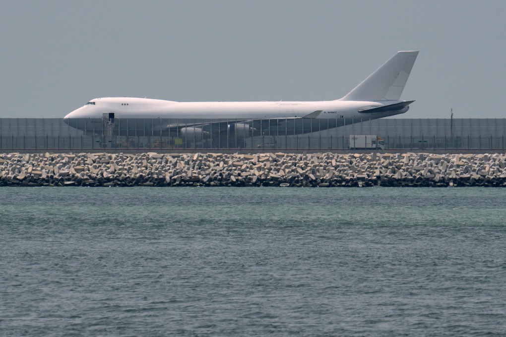 The Boeing plane burst two tyres when touching down on Hong Kong’s north runway. Photo: May Tse