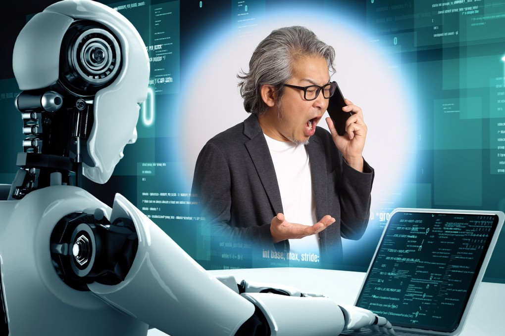 A telecoms giant in Japan is working towards launching an artificial intelligence voice filter that calms the voices of angry customers in a bid to protect the mental health of its customer services staff. Photo: SCMP composite/Shutterstock