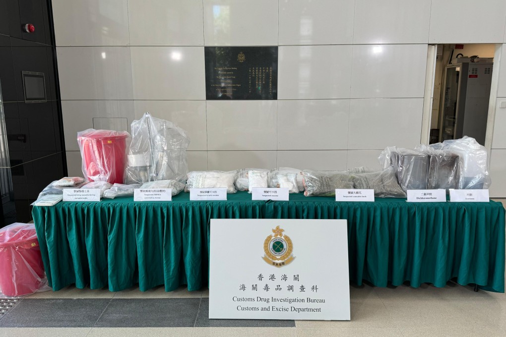 Customs displays evidence seized during the raid on the flat. Photo: Handout