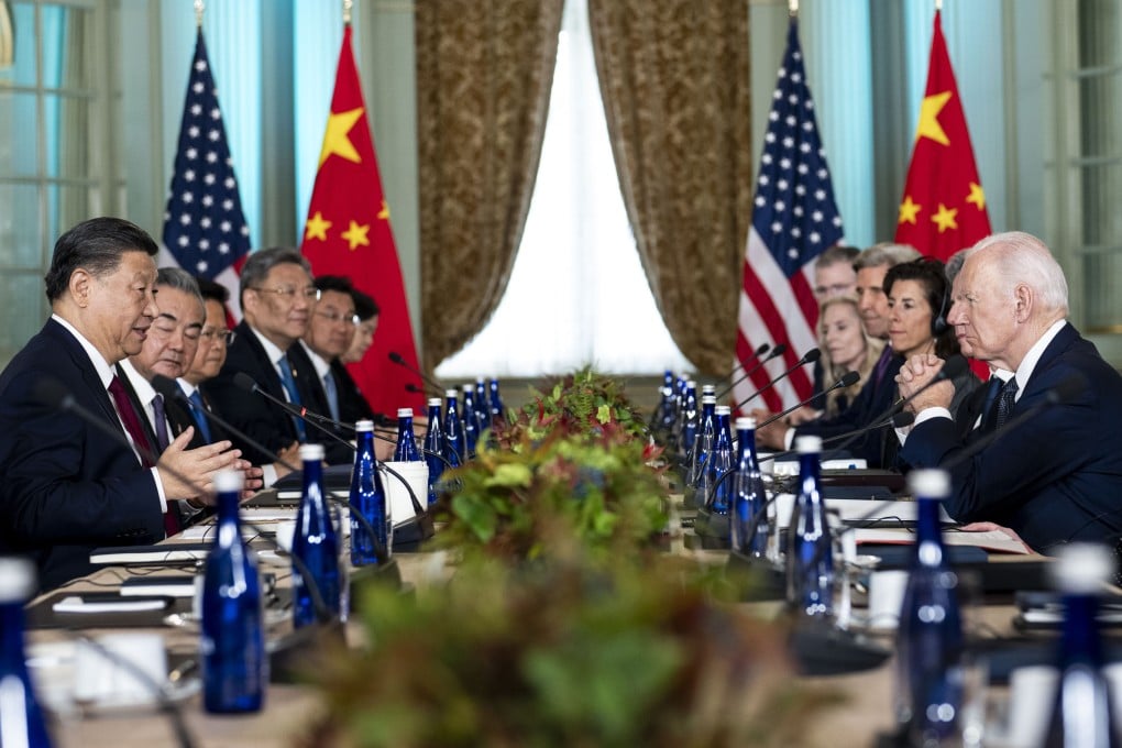 US President Joe Biden with Chinese President President Xi Jinping at the Filoli Estate in Woodside, California. Photo: AP