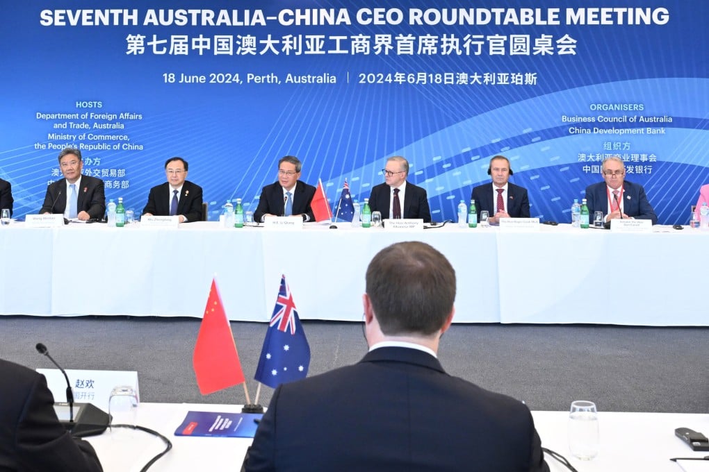 Premier Li Qiang attends the 7th China-Australia CEO roundtable with Australian Prime Minister Anthony Albanese in Perth. Photo: Xinhua