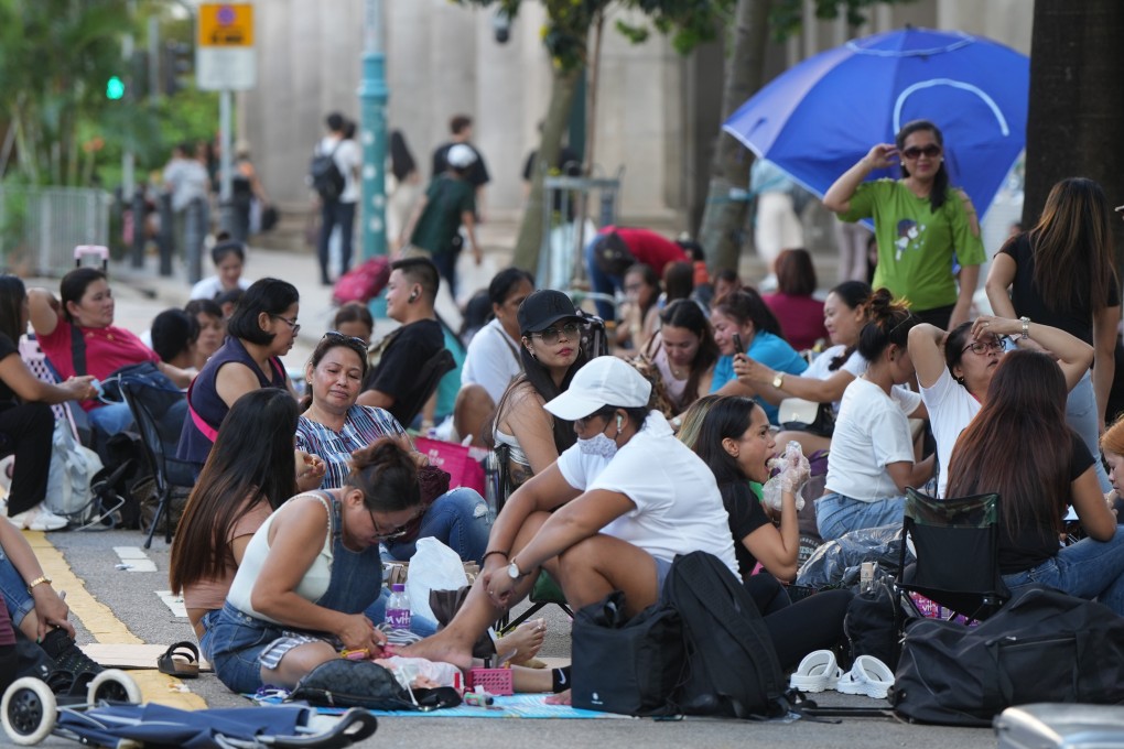 Domestic helpers in Central. Photo: Sam Tsang