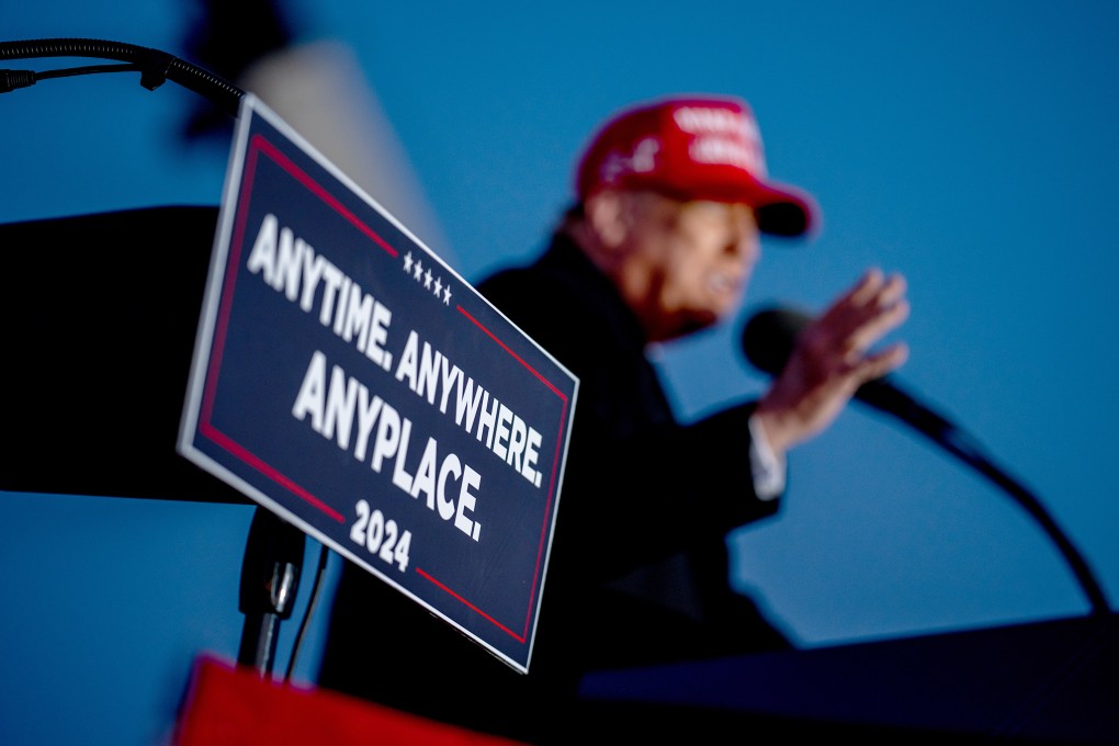 Donald Trump at a campaign rally outside in Schnecksville, Pennsylvania. File photo: TNS