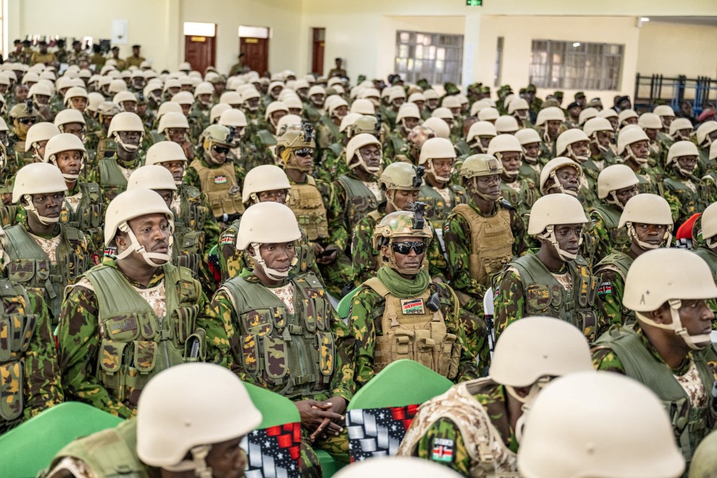 Kenyan police officers attend a pre-departure briefing in Nairobi, Kenya. Photo: William Samoei Ruto via X