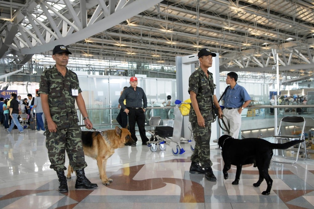 Police sniffer dogs at Suvarnabhumi International Airport in Bangkok. Photo: Getty Images