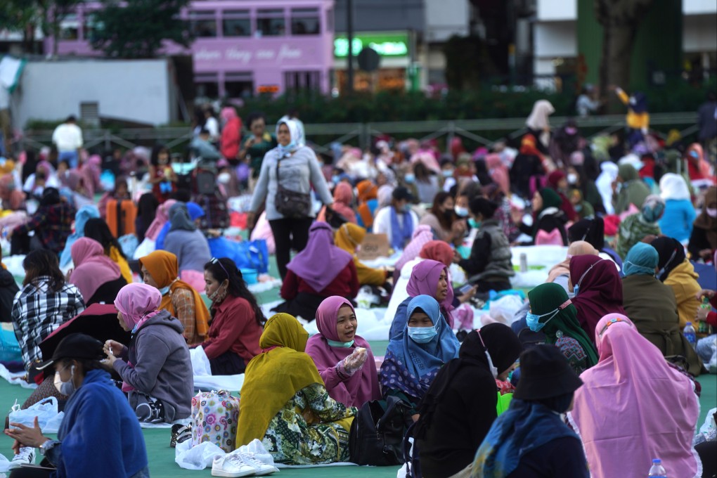 Domestic helpers enjoy a day off at Victoria Park. A government spokesman says human trafficking has never been prevalent in Hong Kong. Photo: Sam Tsang