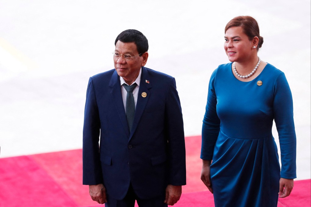 Philippine President Rodrigo Duterte (left) and his daughter Sara Duterte in 2018. Sara Duterte has confirmed her father and brothers are seeking Senate seats in the midterm elections next year. Photo: AFP