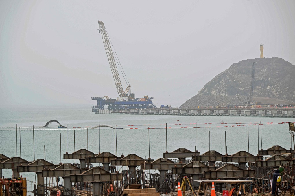 Construction is seen in August 2023, as Chinese company Cosco Shipping builds a port in Chancay, Peru. Photo: AFP