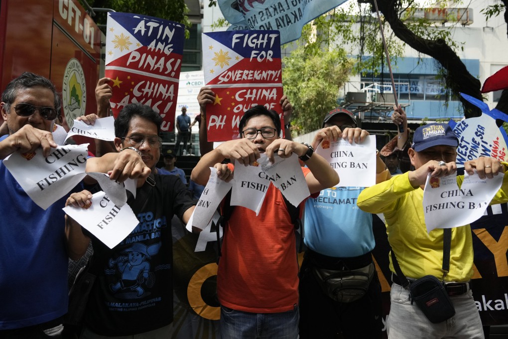 Activists stage an anti-China protest near the Chinese consulate in Makati, Philippines, earlier this month over the South China Sea dispute. Photo: AP