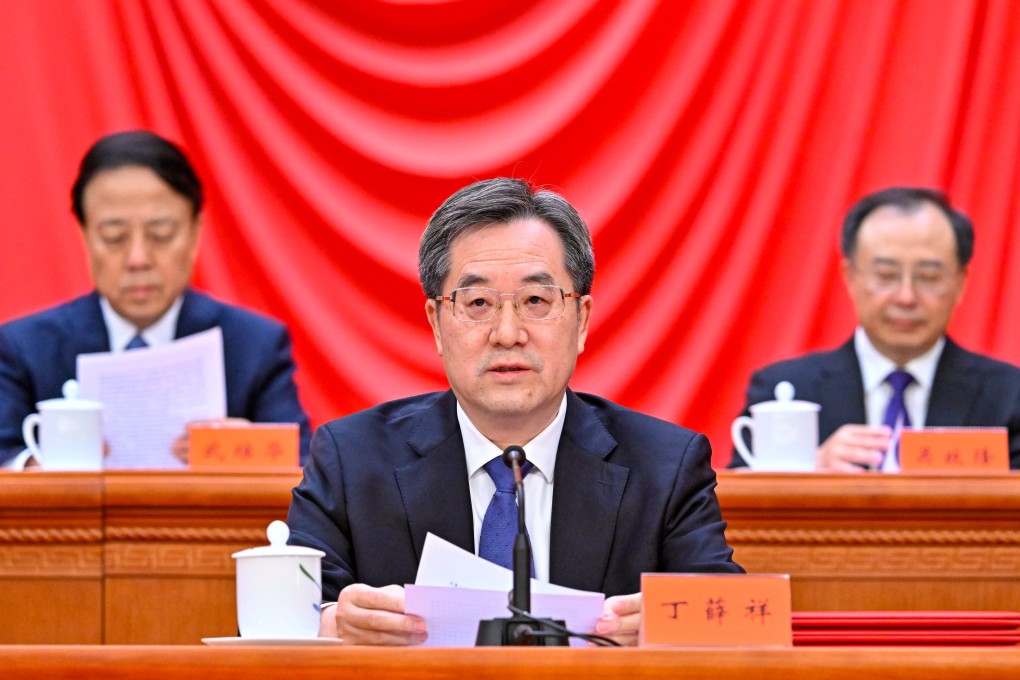 Executive Vice-Premier Ding Xuexiang addresses the country’s top scientists in Beijing on 
Monday in his role as head of the party’s Central Science and Technology Commission. Photo: Xinhua