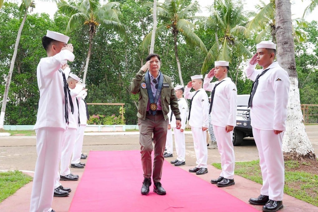 President Ferdinand Marcos Jnr arrives at the Philippines’ South China Sea forces headquarters in Puerto Princesa, Palawan, on June 23. Photo: PCO/AFP