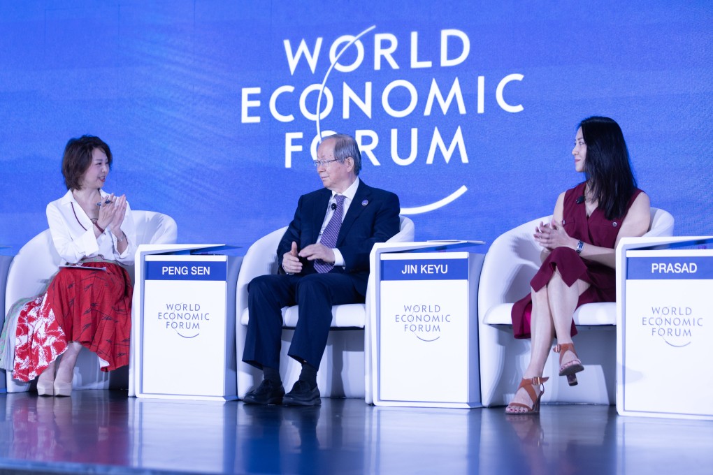 Peng Sen (second left), a former deputy director of the National Development and Reform Commission, during a session at the Annual Meeting of the New Champions 2024 in Dalian. Photo: World Economic Forum