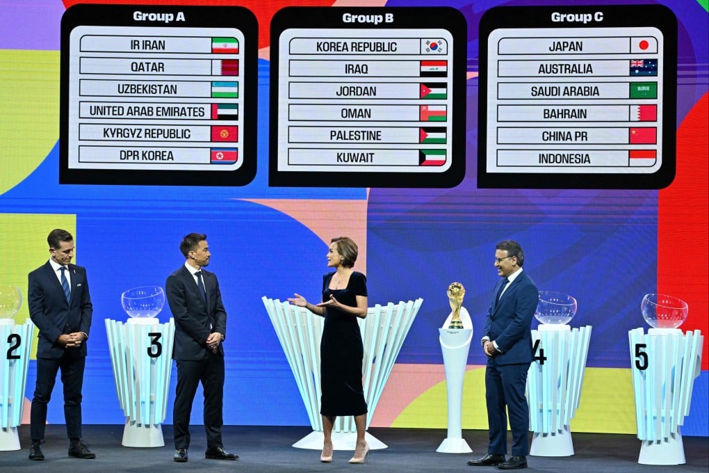 Former internationals Shinji Okazaki of Japan (second from left) and Mehdi Mahdavikia of Iran (right) help conduct the draw in Kuala Lumpur on Thursday. Photo: AFP