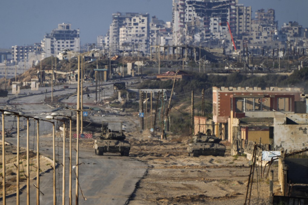 Israeli army tanks in Wadi Gaza, central Gaza Strip, on Wednesday. Photo: AP