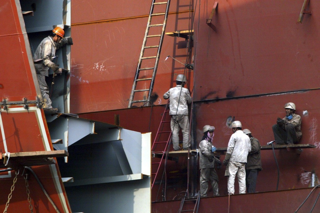 This 20-year-old image from a shipyard in Shanghai shows China in the very early stages of trying to bridge the technological gap with South Korean competitors. Photo: Reuters