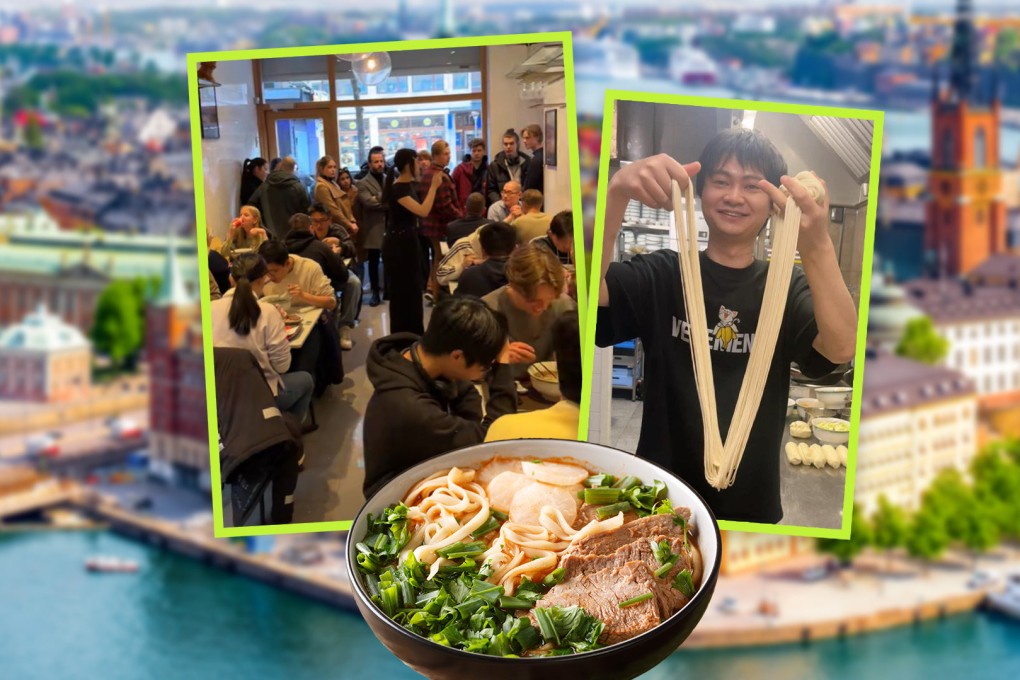 A businessman from China has taken Sweden by storm with his hometown recipe for ramen noodles and is making US$140,000 a month. Photo: SCMP composite/Shutterstock/Douyin/Jimu News