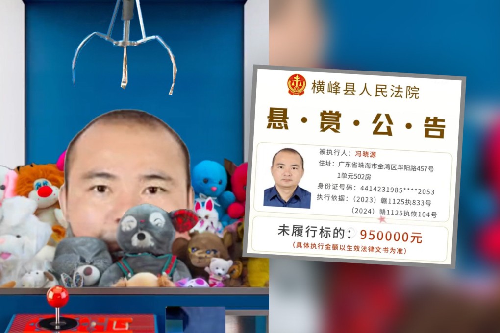 A court has employed an animated version of an amusement arcade game which uses a mechanical claw to grab cuddly toys in an innovate bid to shame and catch fugitive debtors. Photo: SCMP composite/Weibo