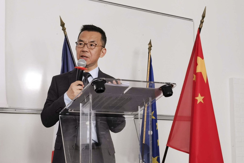 Lu Shaye, China’s envoy to France, called the divided status of the two sides of the Taiwan Strait a legacy of the Chinese civil war in the 1940s, during an address in Paris. Photo: Chinese Embassy in France