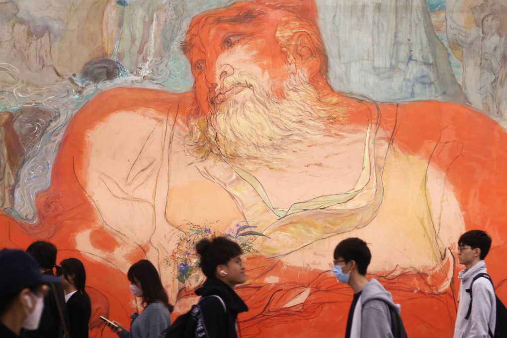 Students walk past a mural at City University. Young people’s input into any mental health promotion or advocacy initiative is crucial, and attention must be paid. Photo: Jonathan Wong