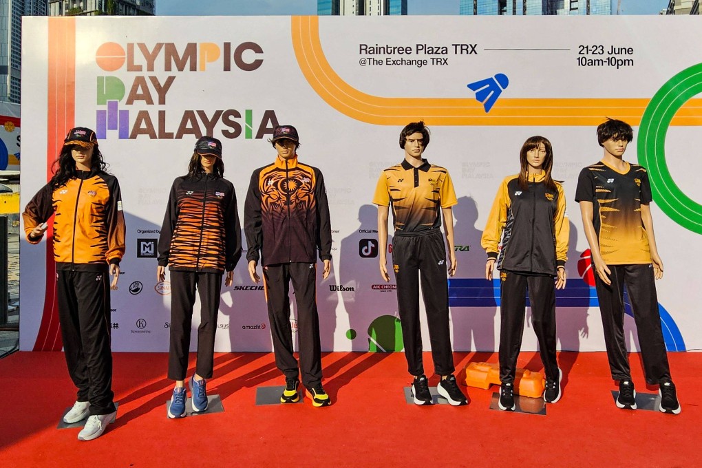 Mannequins displaying the attire for Malaysia’s athletes at the Paris 2024 Olympic Games during an event in Kuala Lumpur on June 23. Photo: AFP