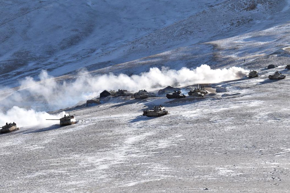 Indian tanks pictured in the Ladakh region near the border with China in 2021. Photo: Indian Army via AP