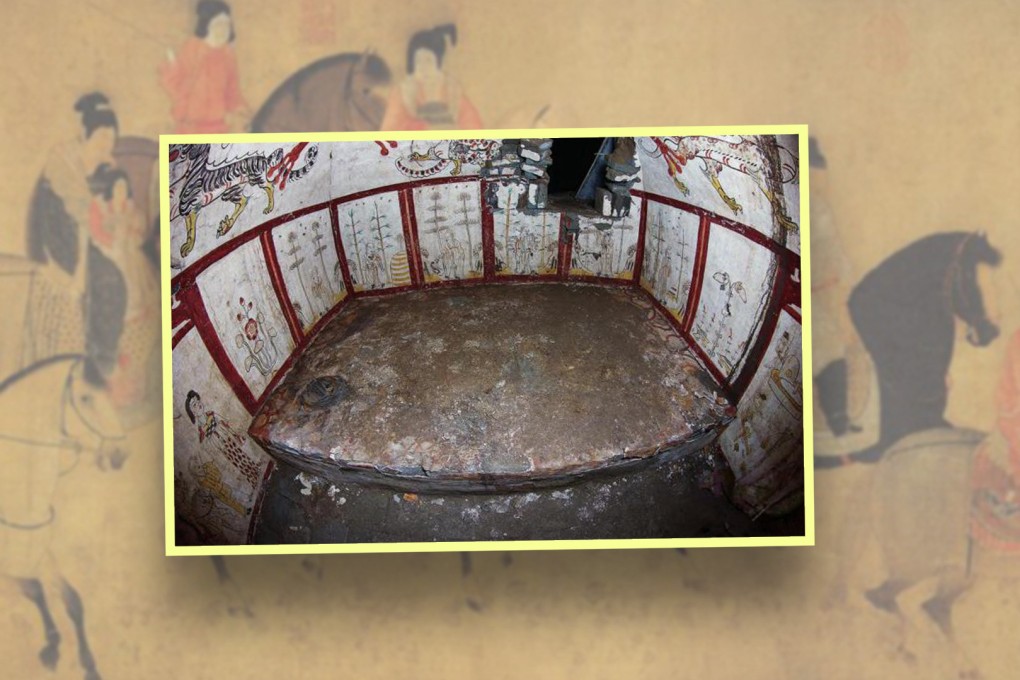 Archaeologists in northern China recently unveiled a small brick tomb containing stunningly preserved and exquisite murals from the 8th century. Photo: SCMP composite/chinanews.com/Wikipedia
