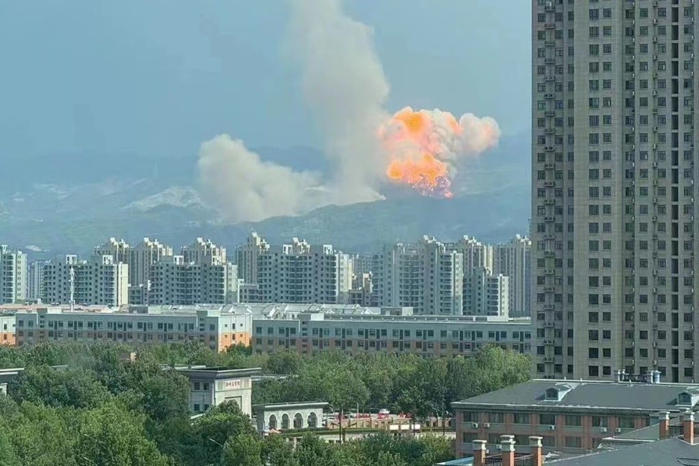 The rocket crashes in hills outside Gongyi in Henan province on Sunday afternoon. Photo: Weibo