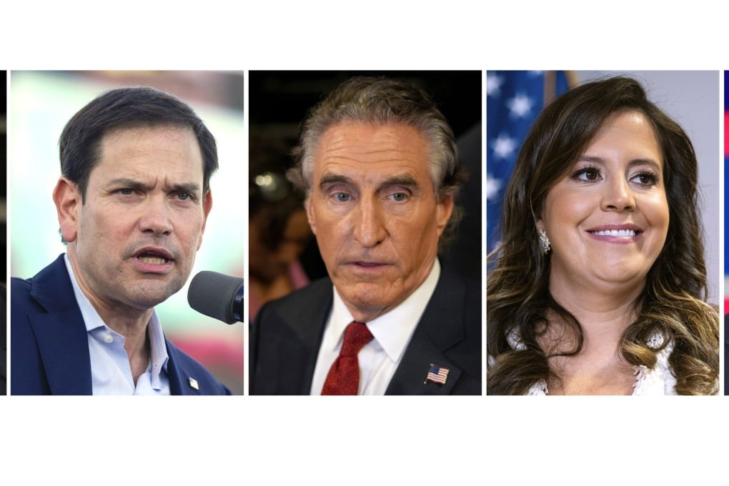 From left, Marco Rubio, Doug Burgum, and Elise Stefanik are potential candidates to be Donald Trump’s running mate. All have all been critical of the former president in the past. (AP Photo)
