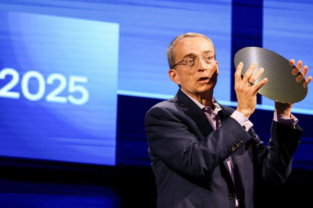 Intel CEO Pat Gelsinger holds a silicon wafer during his keynote speech at Computex in Taipei on June 4, 2024. Photo: AFP