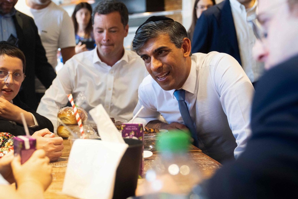 Britain’s Prime Minister and Conservative Party leader Rishi Sunak at a campaign event in London on June 30. The UK general election is on July 4. Photo: AFP