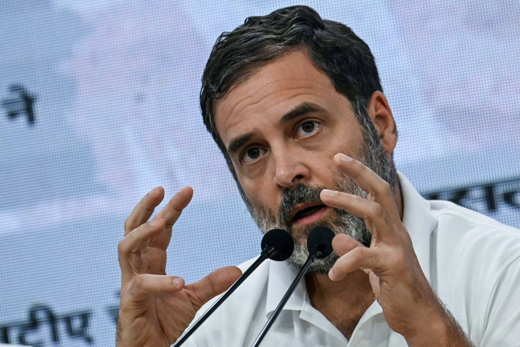India’s opposition leader Rahul Gandhi had part of his first speech in the new parliament redacted. Photo: AFP