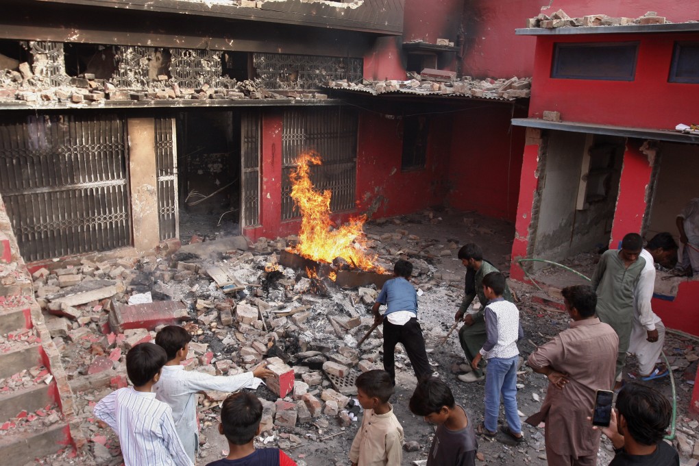 A church damaged and burned by a Muslim mob is seen in Jaranwala near Faisalabad, Pakistan, in August 2023. Photo: AP