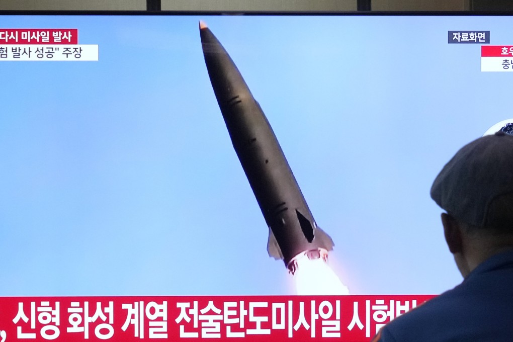 A man watches a news broadcast about North Korea’s missile launch at a railway station in Seoul on Tuesday. Photo: AP