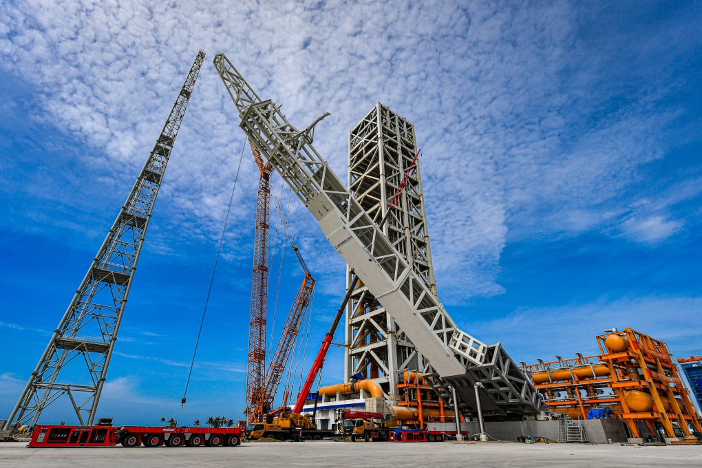 A rocket launch simulation rehearsal on Sunday at China’s first commercial space hub in Hainan province, southern China. Photo: Xinhua