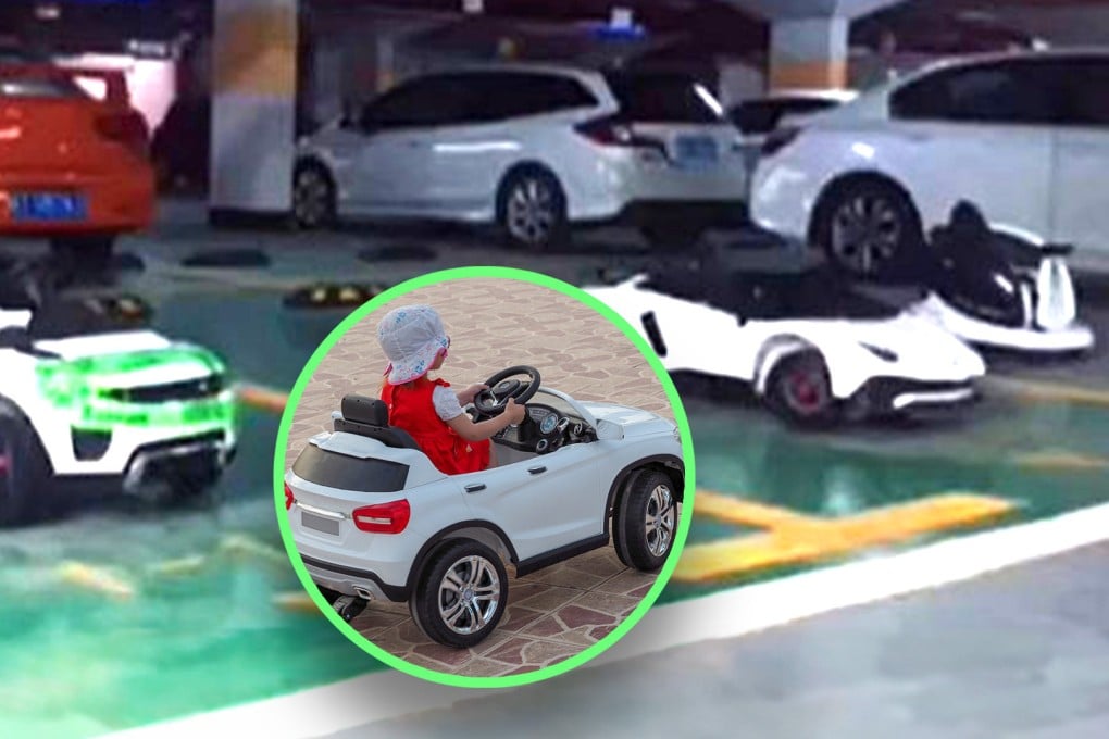 A father in China used his son’s expensive toy cars to fill parking spaces he paid for, sparking a bitter legal battle with fellow residents. Photo: SCMP composite/Shutterstock/Douyin