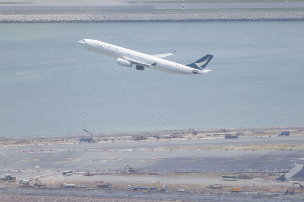 A Cathay Pacific Airways’ aircraft taking off at Hong Kong International Airport, Chek Lap Kok.  Photo: Sam Tsang