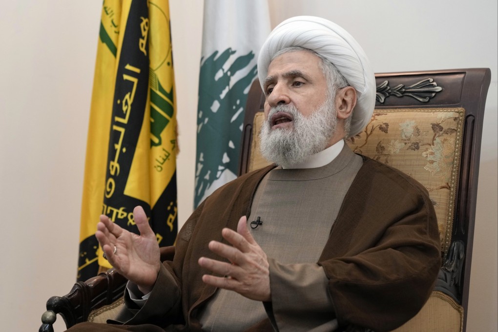 Hezbollah’s deputy leader Sheik Naim Kassem said that the only definite path to a cease-fire on the Lebanon-Israel border is a full cease-fire in Gaza. Photo: AP