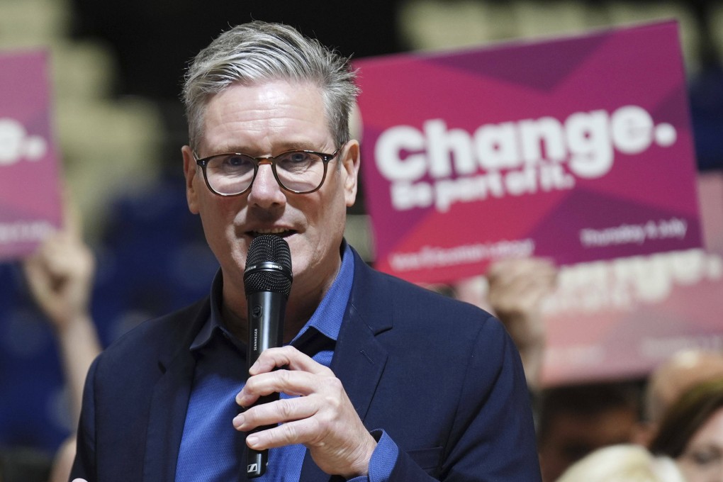 Britain’s Labour Party leader Keir Starmer speaks in East Kilbride, Scotland, on Wednesday. Photo: PA via AP